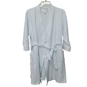 Womens Waffle Knit L Kimono Belted Robe Pockets Cotton Sleepware Vacay Travel